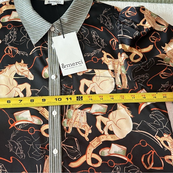 Black and Gold Western Patterned Shirt Dress - NWT - Picture 6 of 8